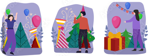 Christmas Celebration Flat Bundle Design Illustration