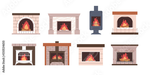 Canvas Print Home fireplaces set