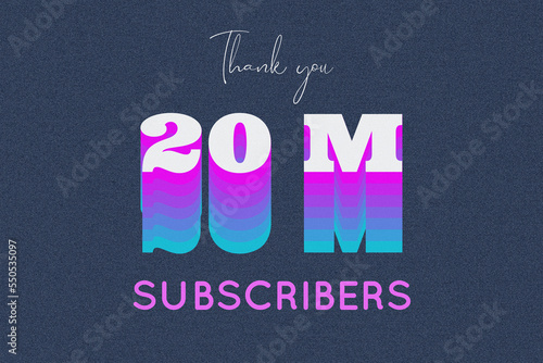 20 Million subscribers celebration greeting banner with Multi color Design photo