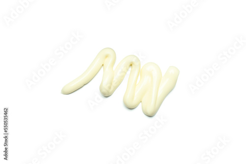 Concept of egg sauce, mayonnaise sauce, isolated on white background