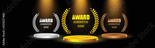 Set of 1st 2nd 3rd position template for competition, position, award, place vector illustration