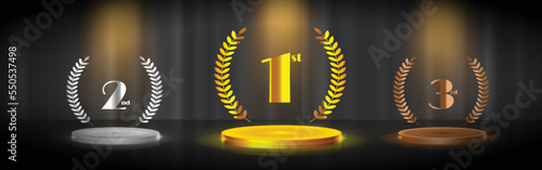 Set of 1st 2nd 3rd position template for competition, position, award, place vector illustration
