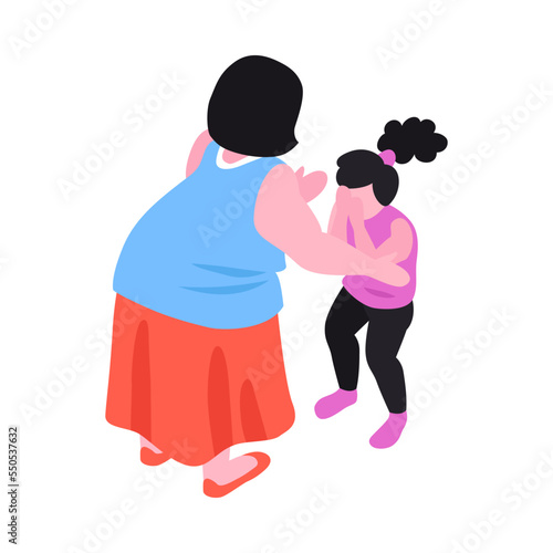 Grandmother Crying Girl Composition