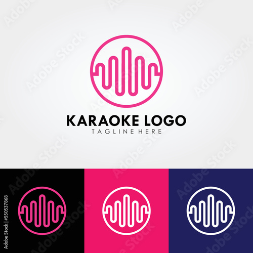 Abstract logo design, karaoke company branding. Design template with wave sound shape