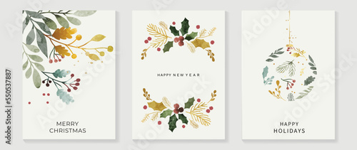 Photographie Luxury christmas and happy new year holiday cover template vector set