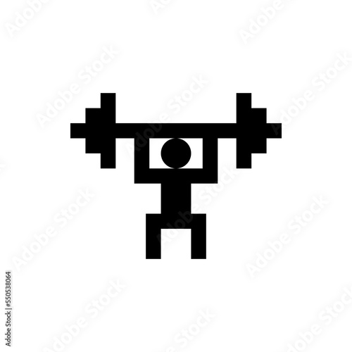 Weight lifting. Weightlifter vector icon. Sportsman lifting a barbell.