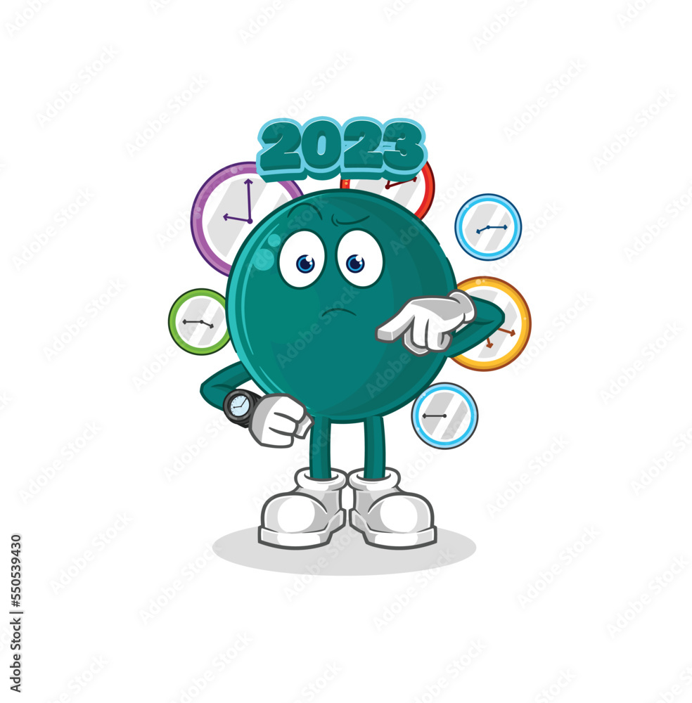 Obraz premium 2023 with wristwatch cartoon. cartoon mascot vector