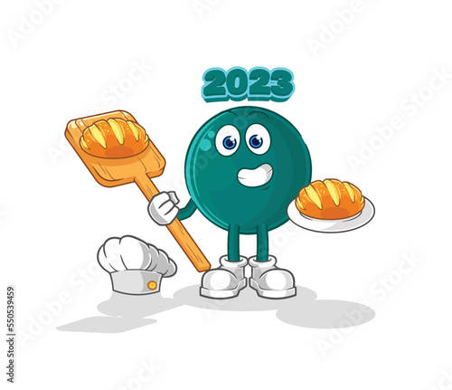 2023 baker with bread. cartoon mascot vector © dataimasu