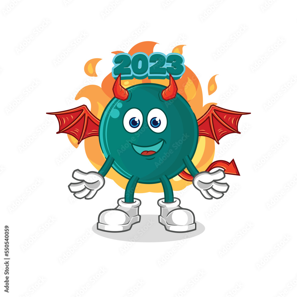 Fototapeta premium 2023 demon with wings character. cartoon mascot vector