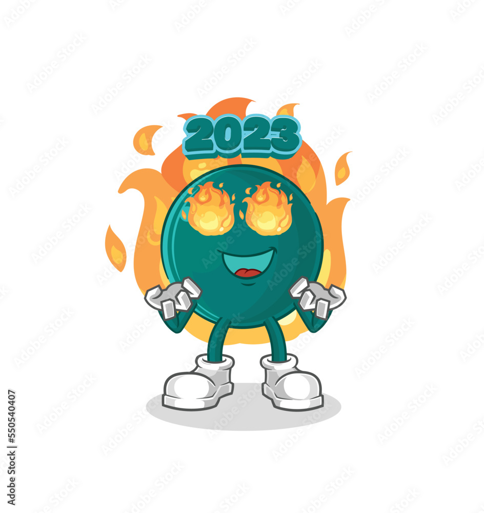 2023 on fire mascot. cartoon vector