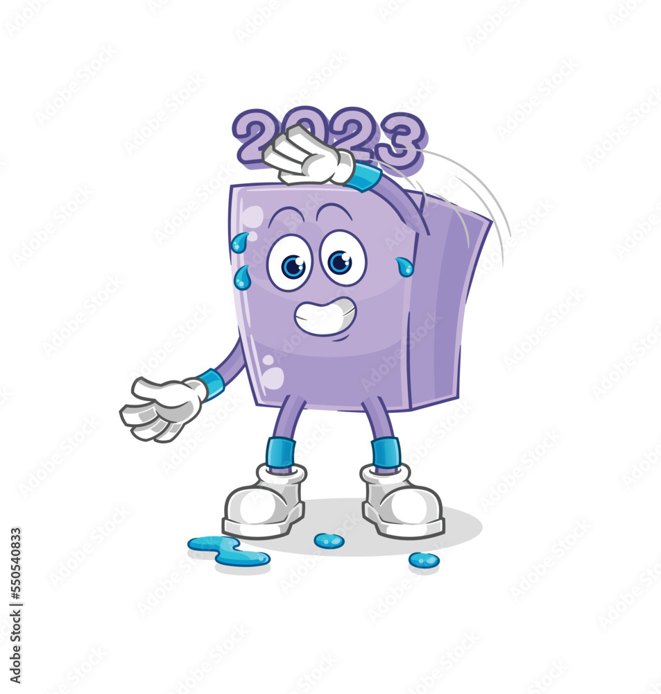 Obraz premium new year stretching character. cartoon mascot vector