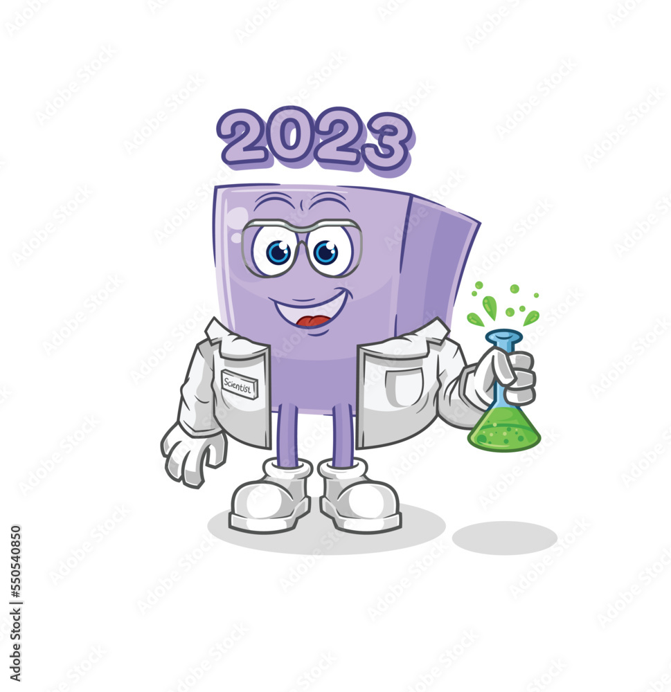 new year scientist character. cartoon mascot vector