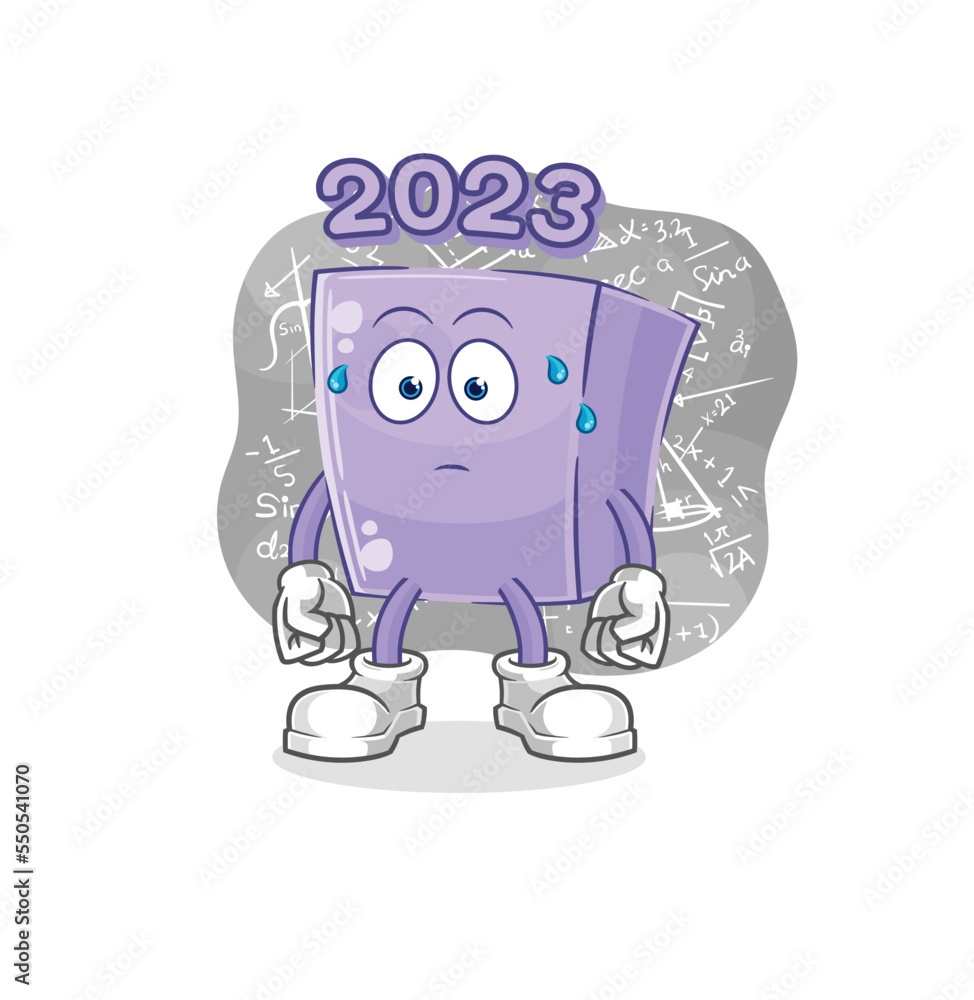 new year thinking hard vector. cartoon character new year thinking hard vector. cartoon character