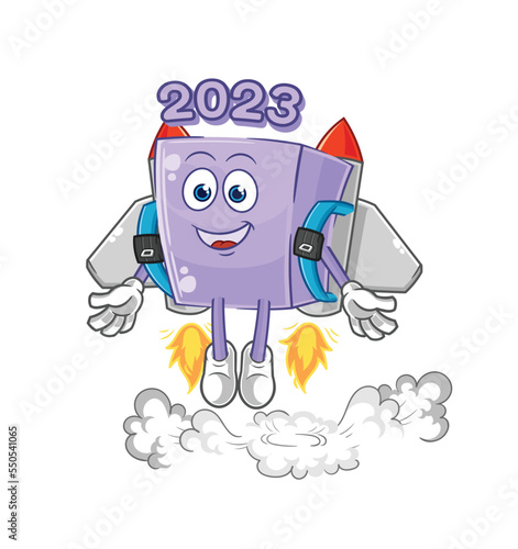 new year with jetpack mascot. cartoon vector