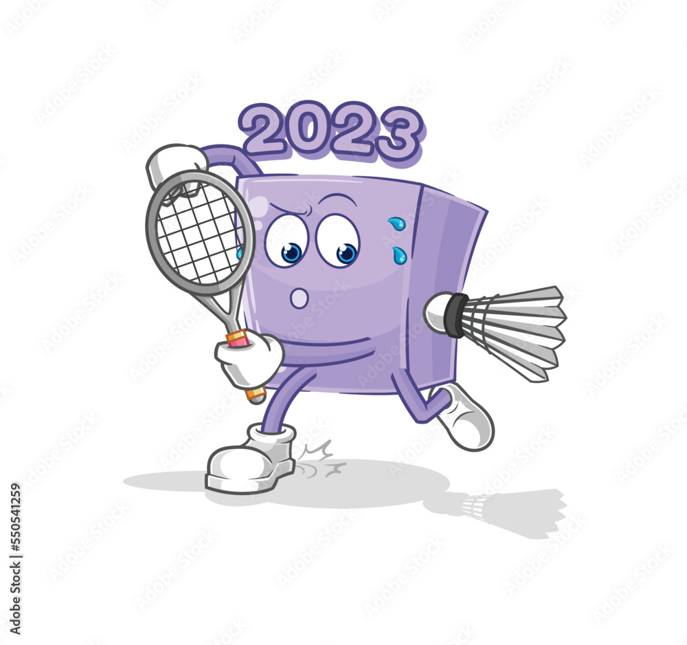 new year playing badminton illustration. character vector new year playing badminton illustration. character vector