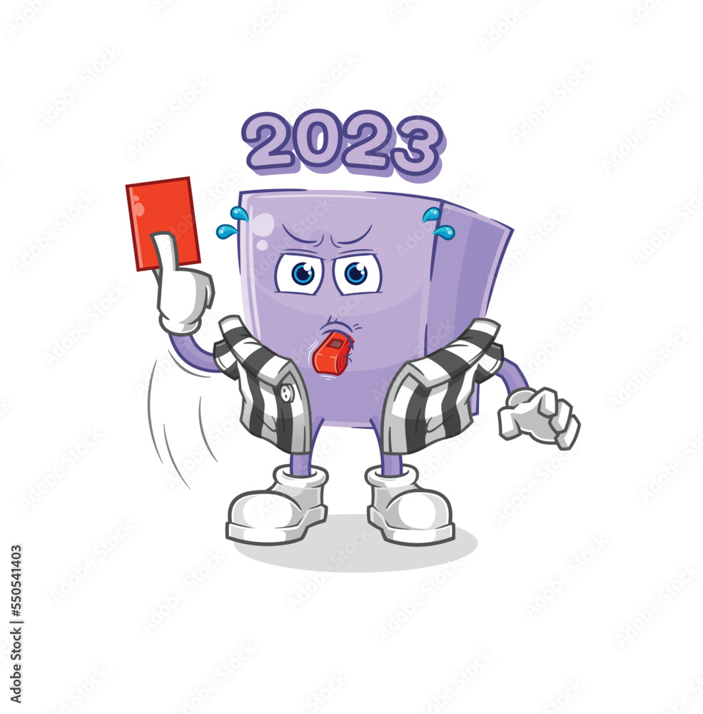 new year referee with red card illustration. character vector