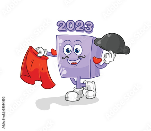 new year matador with red cloth illustration. character vector