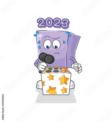 new year play whack a mole mascot. cartoon vector