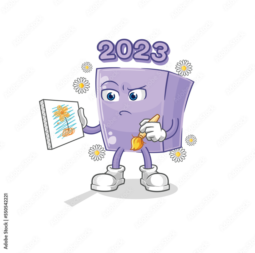 new year traditional painter cartoon character vector