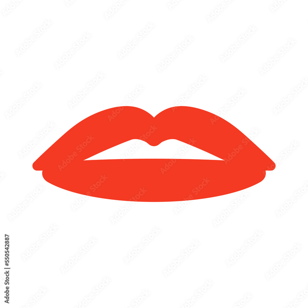 Red lips icon isolated on white background Red lips icon isolated on white background