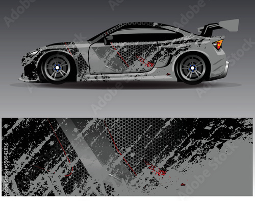 Car wrap design vector. Graphic abstract stripe racing background kit designs for wrap vehicle  race car  rally  adventure and livery