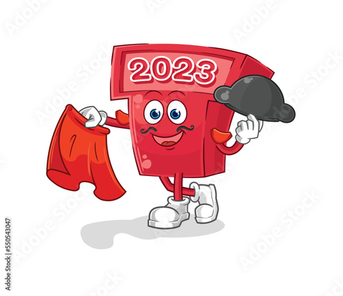 new year 2023 matador with red cloth illustration. character vector