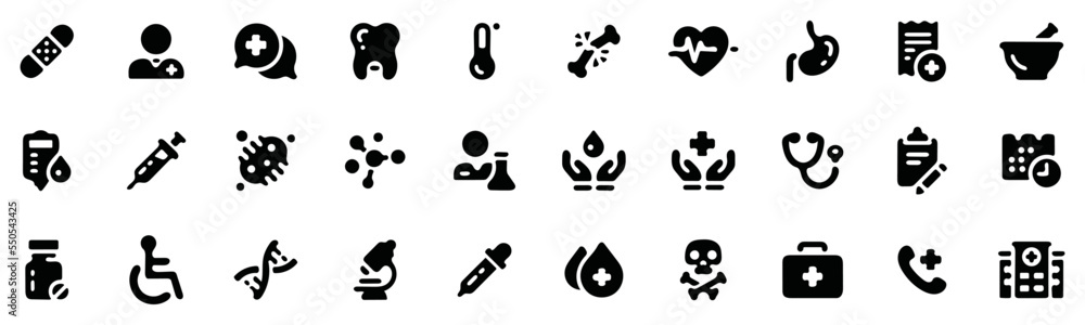 Hospital icon pack, medicine solid icon, drug icon, vector illustration ...