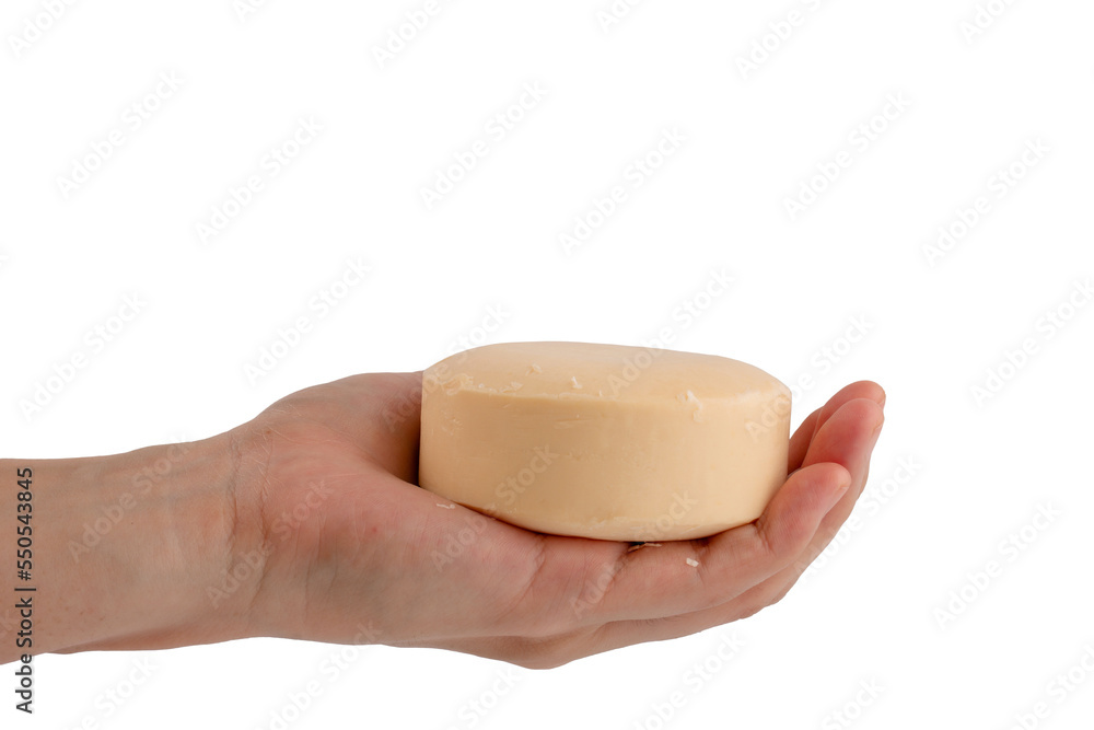 Hand holding soap on transparent background Hand holding soap on transparent background