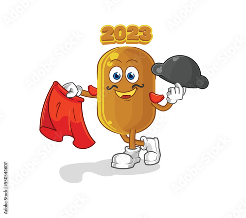 2023 new year matador with red cloth illustration. character vector