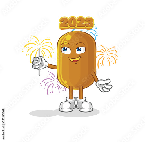 2023 new year with fireworks mascot. cartoon vector