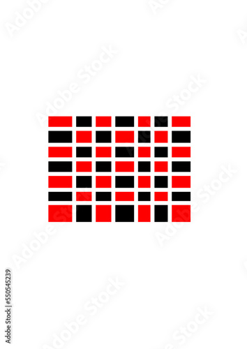 Motif rectangulaire former de carrés et de rectangle noir et rouge graphisme simple mais original.
