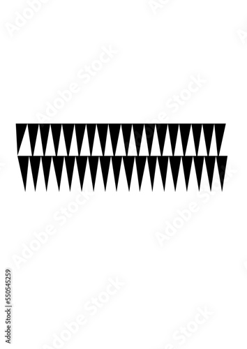 2 lignes dentelées superposées l'une sur l'autre pour former des triangle blanc et noir l'un dans l'autre.