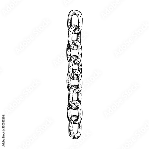 chain metal hand drawn vector. iron silver, link steel, security strong, necklace chrome, strength, heavy safety element, protection lock connection chain metal sketch. isolated color illustration