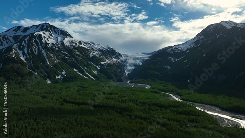 Stunning Nature View Of Exit Glacier From The Road In Southcentral Alaska. Aerial Shot photo