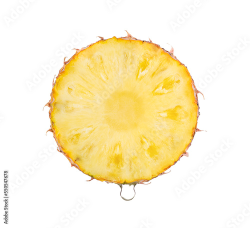 Slice pineapple with drop of water isolated on transparent png