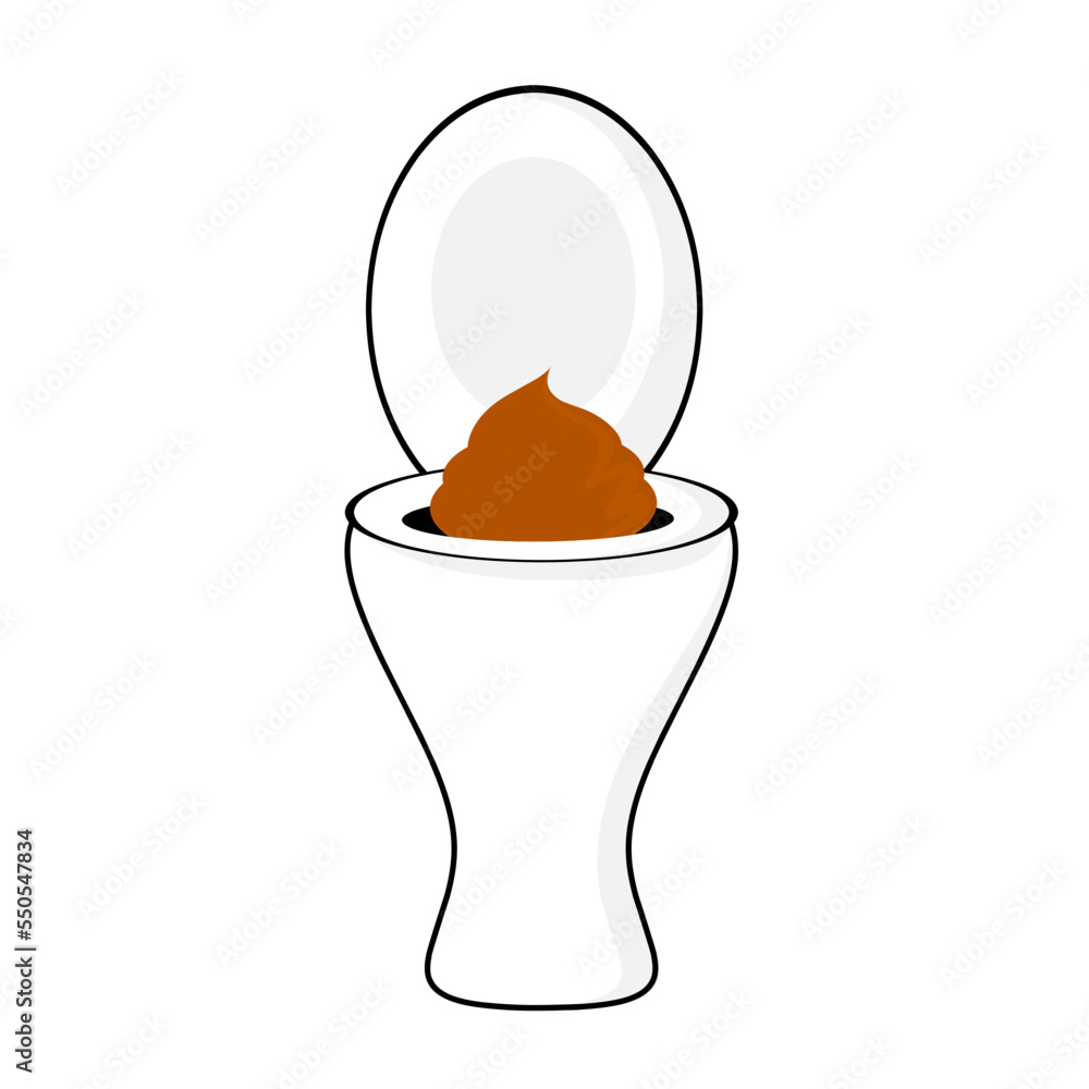 Vector illustration of a big poop over the toilet. Isolated on a white ...