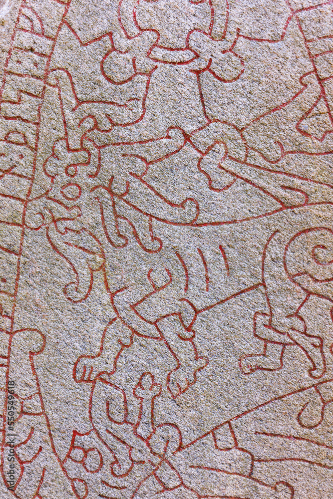 Runestone with beautiful ornaments, Olsbrostenen