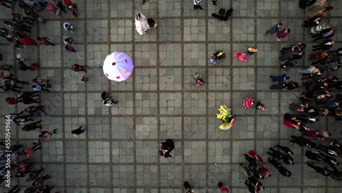 aerial view of a traditional dance with air balloons in oaxaca city photo