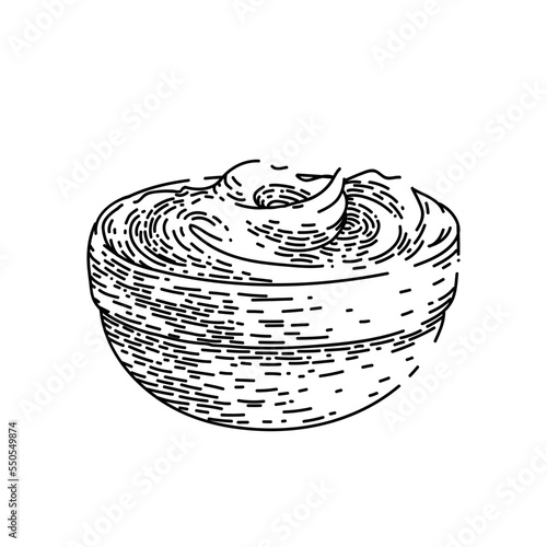 mustard bowl hand drawn vector. sauce food, yellow dip, condiment dish, ingredient savory, spicy seasoning pot mustard bowl sketch. isolated black illustration
