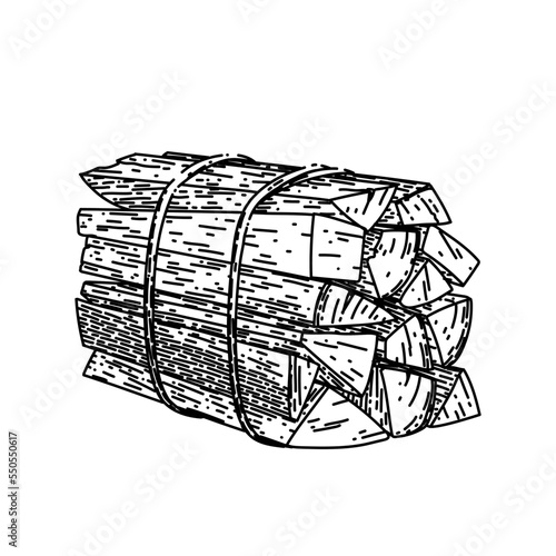 firewood pile hand drawn vector. wood fire, fireplace log, tree energy, timber stack, wooden material, fuel trunk firewood pile sketch. isolated black illustration