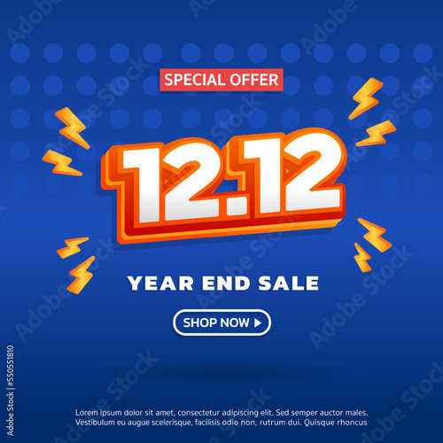 12.12 Year End Sale. Special offer Flash Sale . Banner background vector illustration