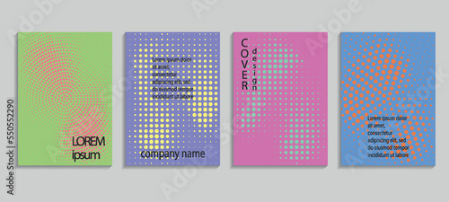 Minimal abstract vector halftone cover design template. Future geometric gradient background.