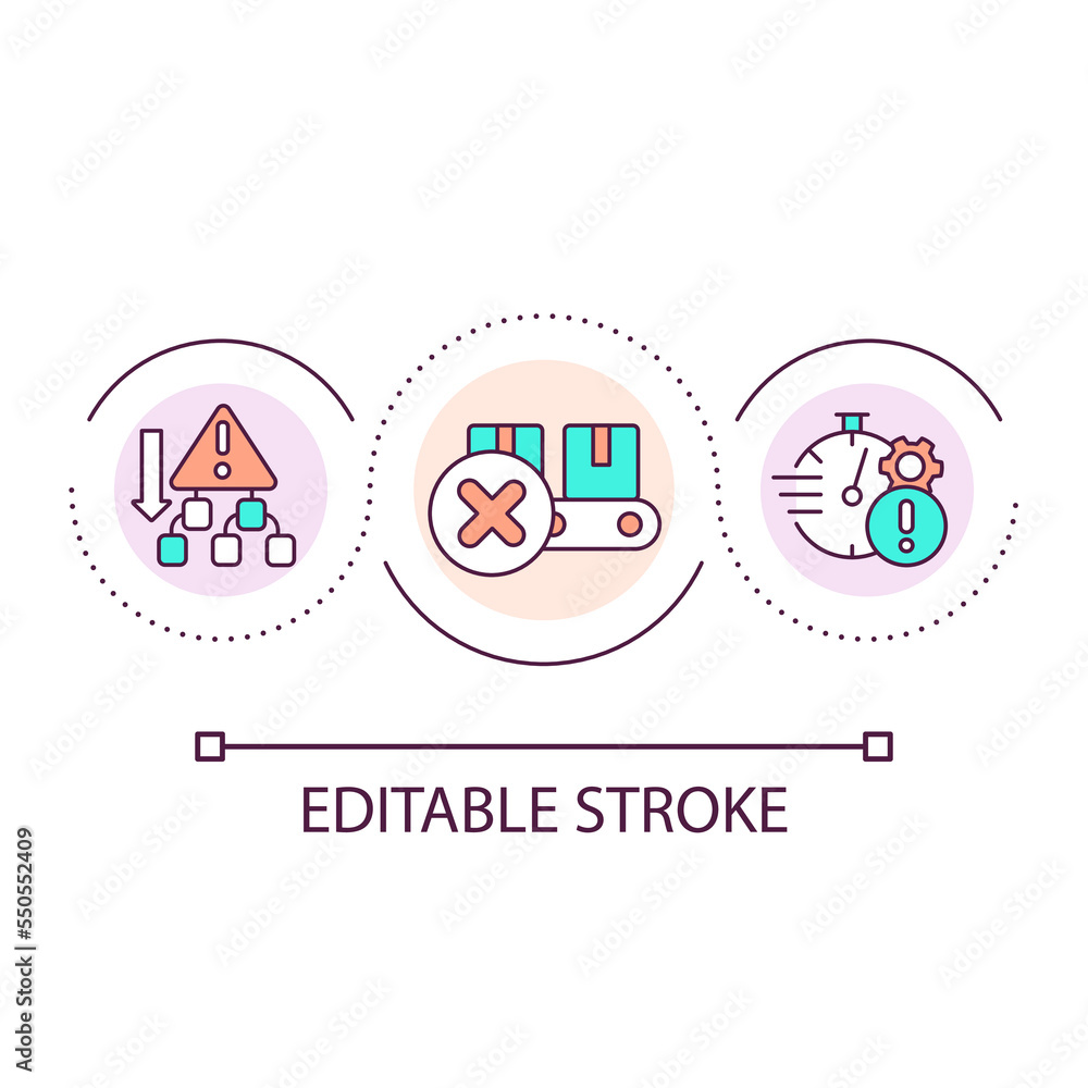Low quality of new software loop concept icon. Substandard product output. Release management failures abstract idea thin line illustration. Isolated outline drawing. Editable stroke. Arial font used Low quality of new software loop concept icon. Substandard product output. Release management failures abstract idea thin line illustration. Isolated outline drawing. Editable stroke. Arial font used