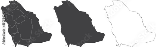 set of 3 maps of Saudi Arabia - vector illustrations	
