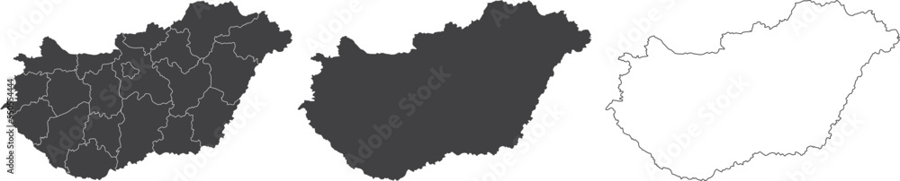 set of 3 maps of Hungary - vector illustrations
set of 3 maps of Hungary - vector illustrations