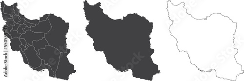 set of 3 maps of Iran - vector illustrations 