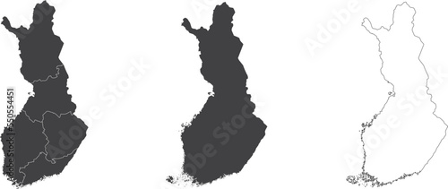 set of 3 maps of Finland - vector illustrations	
