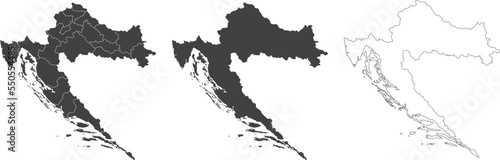 set of 3 maps of Croatia - vector illustrations 