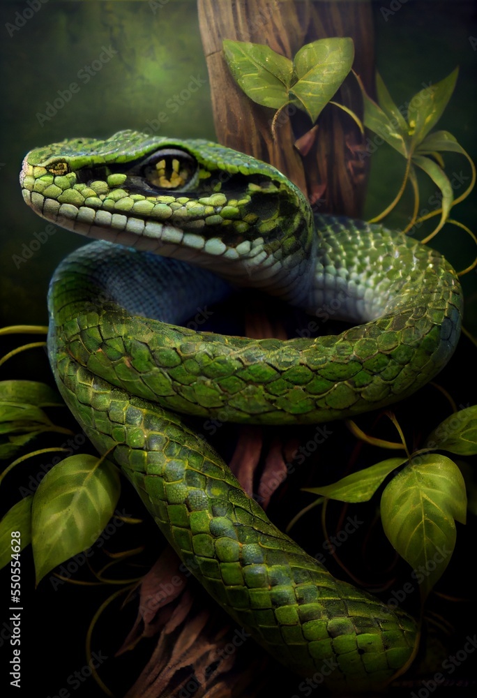 Fototapeta premium Midjourney abstract render of a fantasy snake
