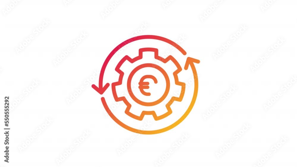 Animated cog with euro gradient icon. Setup saving account. Financial technology. Seamless loop HD video with alpha channel on transparent background. Outline motion graphic animation Animated cog with euro gradient icon. Setup saving account. Financial technology. Seamless loop HD video with alpha channel on transparent background. Outline motion graphic animation